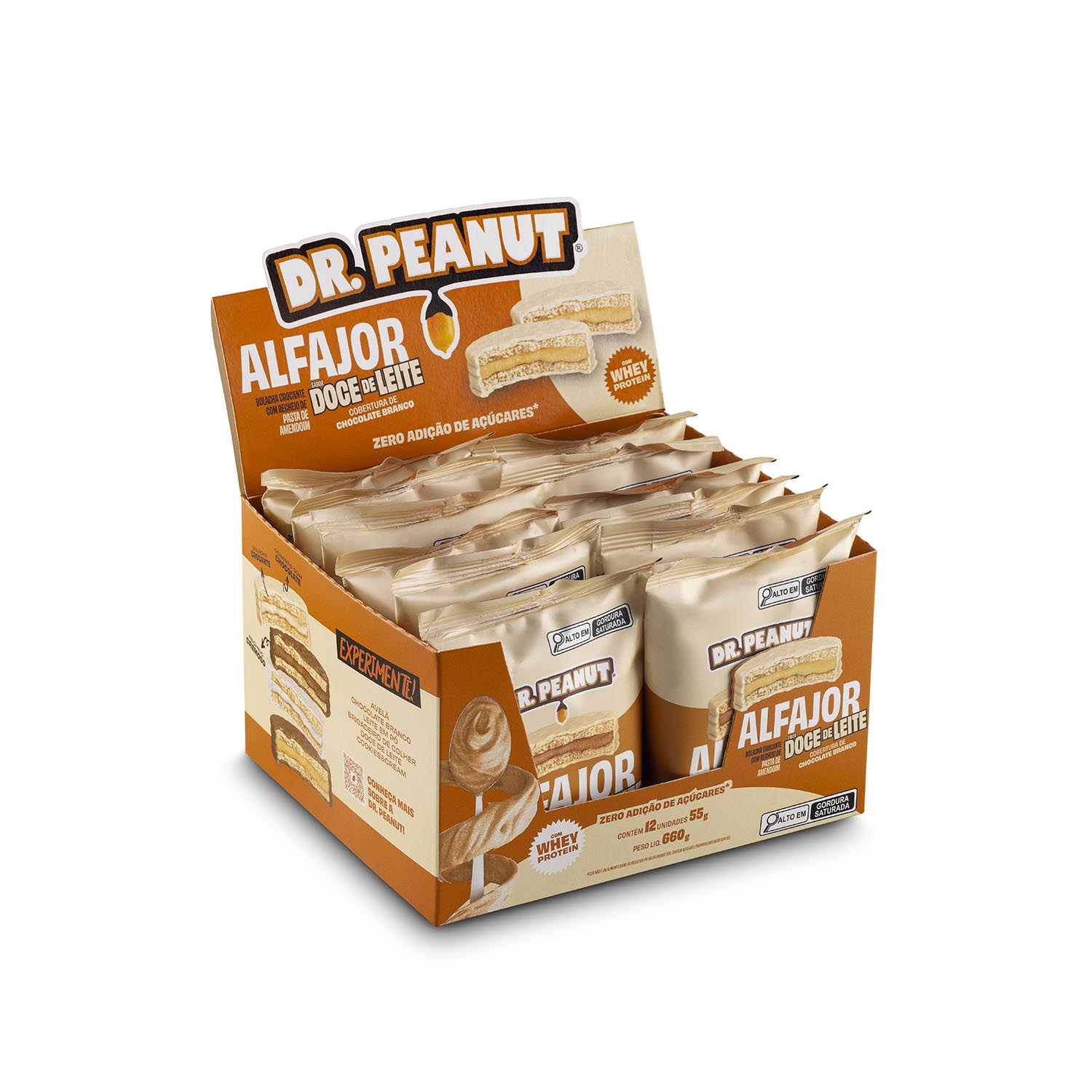DISPLAY 12UN ALFAJOR DR PEANUT 55G DOCE DE LEITE C/ COBERTURA AO LEITE